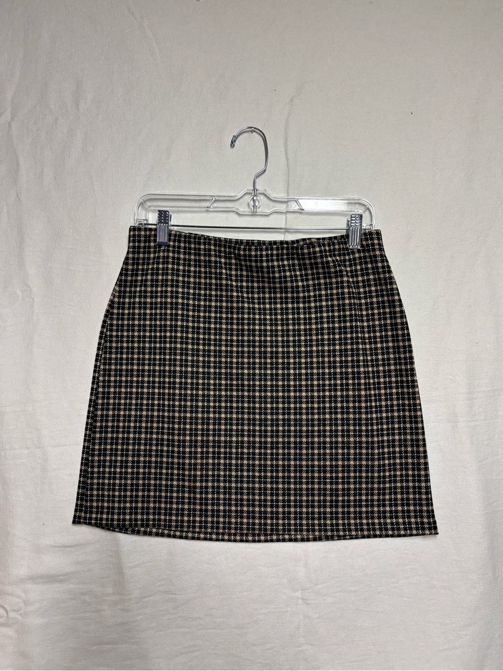 H&M Black and Cream Checked Mini Skirt